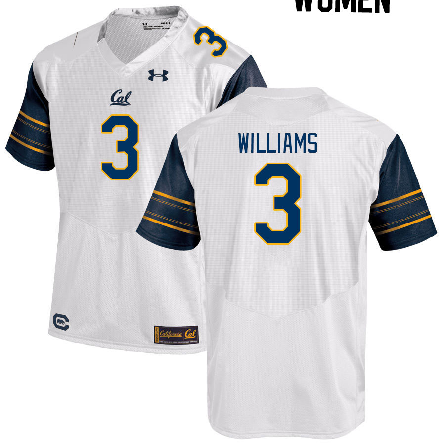 Women #3 Nohl Williams California Golden Bears College Football Jerseys Stitched Sale-White - Click Image to Close
